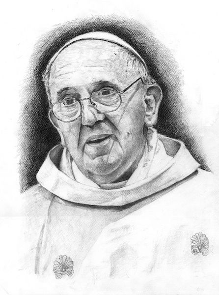 Orator Børnecenter mikrofon Pope Francis (2)- DRAWING | Vaticanum.com