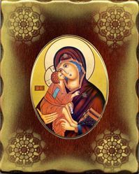 Immagine di Madonna con Bambino Icona in Porcellana su tavola dorata cm 15x20x2,5 (5,9x7,9x1,0 inch) da muro e da tavolo
