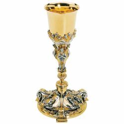 Picture of Tall Liturgical Chalice H. cm 28 (11,0 inch) Angels Cherubs Annunciation 800/1.000 silver for Holy Mass Sacramental Wine