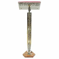 Picture of Standing Lectern for Churches adjustable height H. cm 110 (43,3 inch) modern style with grids brass Missal Bible Column Stand