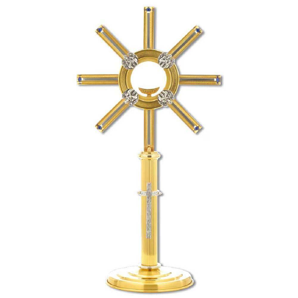 Set altare due candelieri croce bicolor ottone | vendita online su