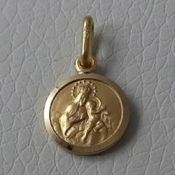 Picture of Sacred Heart of Jesus and and Our Lady of Mount Carmel Coining Sacred Scapular Medal Round Pendant gr 1,8 Yellow Gold 18k smooth edge Unisex Woman Man 