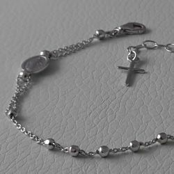 Picture of Bracelet Silver 925 Miraculous Medal Our Lady of Graces Cross gr.2,60 for Woman and Girl