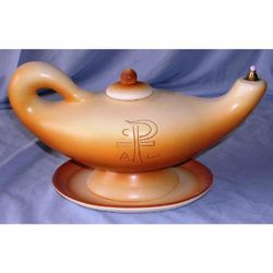 Picture of Votive Liquid Wax Aladdin Lamp cm 26 (10,2 in) Pax Symbol Ceramic Oil Lantern