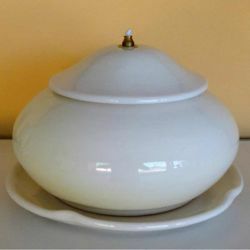 Picture of Liquid Wax Votive Lantern cm 21 (8,3 in) Smooth Round Ceramic Oil Lamp White