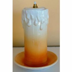 Picture of Liquid Wax Votive Lantern cm 11x15 (4,3x5,9 in) Candle Ceramic Oil Lamp Orange