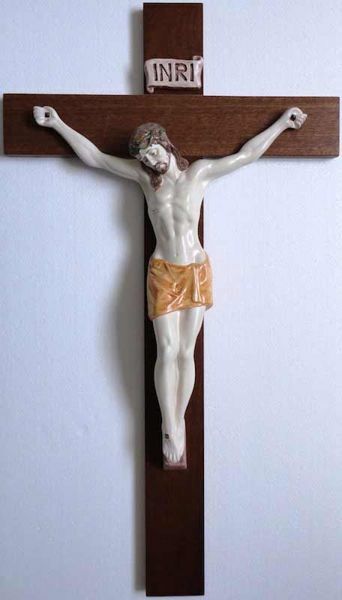 Crucifijo de Pared Cruz de San Damián cm 36x28 (14,2x11 in) en Cerámica de  Deruta (Italia)