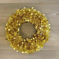 Immagine di Corona di Natale diam. cm 35 oro in plastica PVC