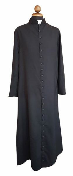 Sotana litúrgica Clérigo negra botones de plástico de Tejido Vatican  Poliéster Vestido Talar 