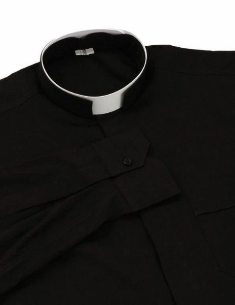 Clergy Shirt Full Banded Roman Collar long sleeve pure Cotton Felisi 1911  Black