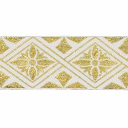 Immagine di Bordo oro Fiore H. cm 5 (2,0 inch) misto Cotone Orlo Passamaneria per Paramenti Sacri 