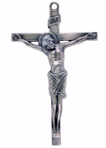 Crocifisso da muro cm 21,5x13 (8,5x5,1 inch) Cristo crocifisso INRI in  ottone Oro Argento Croce da Parete per Chiesa