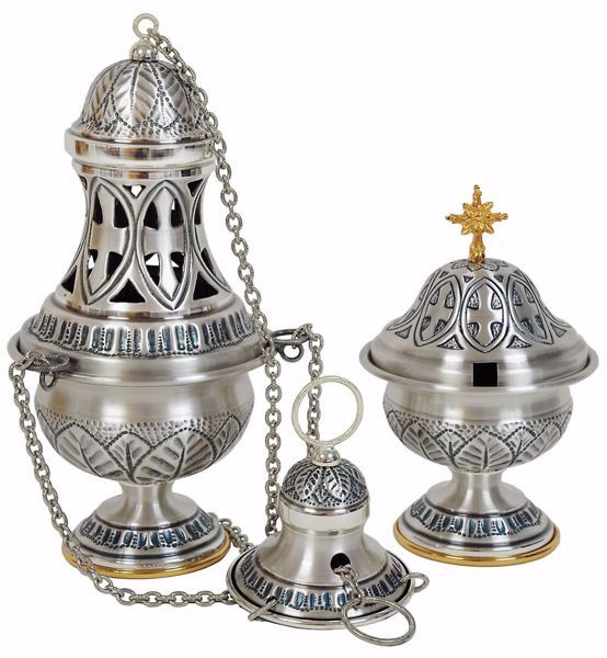 NKlaus bruciatore d'incenso ottone catena d'oro lunga 60 cm decorata