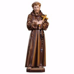 Immagine di Statua San Francesco d´Assisi con croce cm 12 (4,7 inch) dipinta ad olio in legno Val Gardena