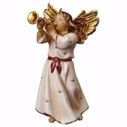 Picture of Angel with trumpet cm 12 (4,7 inch) Val Gardena wooden Sculpture painted with oil colours