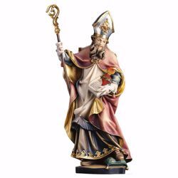 Immagine di Statua San Francesco di Sales con cuore spinato cm 15 (5,9 inch) dipinta ad olio in legno Val Gardena