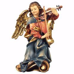 Immagine di Angelo musicante con violino cm 23 (9,1 inch) Scultura in legno Val Gardena dipinta ad olio