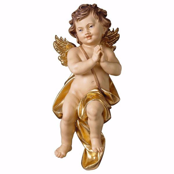 Putto Cherub Angel praying cm 30 (11,8 inch) Val Gardena wooden Sculpture  painted with oil colours