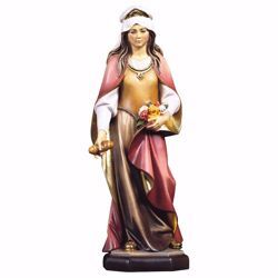 Immagine di Statua Santa Elisabetta d´Ungheria con rose e pane cm 18 (7,1 inch) dipinta ad olio in legno Val Gardena