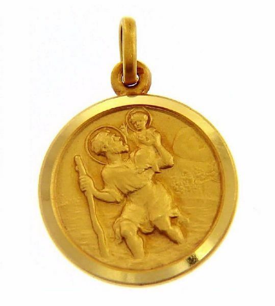 SOLID 18K YELLOW GOLD HOLY ST SAINT SANTA RITA ROUND MEDAL MADE IN ITALY 
