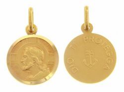 Picture of Jesus Christ the Redeemer and Prayer Dio ti protegga Coining Sacred Medal Round Pendant gr 2,5 Yellow Gold 18k with smooth edge for Man 