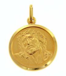 Picture of Ecce Homo Holy Face of Jesus with Crown of Thorns Coining Sacred Medal Round Pendant gr 4,9 Yellow Gold 18k Unisex Woman Man 