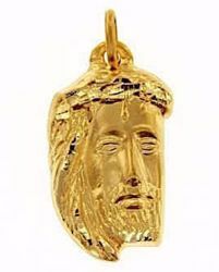 Picture of Holy Face of Jesus with Crown of Thorns Ecce Homo Medal Pendant gr 2,6 Yellow Gold 18k relief printed plate Unisex for Woman and Man