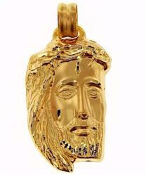 Picture of Holy Face of Jesus with Crown of Thorns Ecce Homo Medal Pendant gr 8,4 Yellow Gold 18k relief printed plate Unisex for Woman and Man