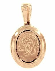 Picture of Holy Face of Jesus with Crown of Thorns Ecce Homo Sacred Oval Medal Pendant gr 2,8 Yellow Gold 18k Unisex Woman Man 