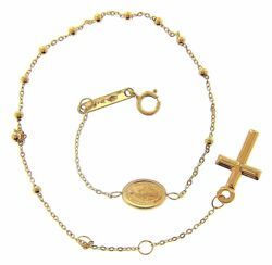 Picture of Rosary Cuff Bracelet with Miraculous Medal of Our Lady of Graces and Cross gr 0,9 Yellow Gold 9k Unisex Woman Man