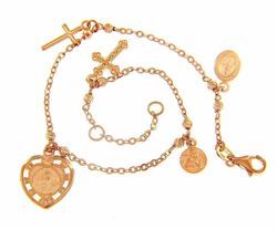 Picture of Rosary Cuff Bracelet 2 Crosses, 3 Medals Miraculous Virgin Mary, Blessed Virgin of Carmel and Angel gr 4,9 Rose Gold 18k diamond Spheres  for Woman, Boy and Girl  