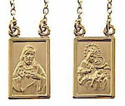 Picture of Crew-neck Necklace with Scapular Medal of the Blessed Virgin of Carmel and Sacred Heart of Jesus gr 8,8 Yellow Gold 18k Unisex Woman and Man 