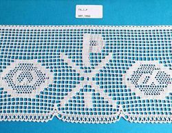 Picture of Bobbin Lace Chi Rho Alfa Omega Embroidery H. cm 13 (5,1 inch) pure Cotton White for Altar Tablecloth and Liturgical Vestments