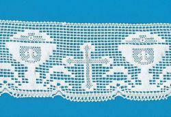 Picture of Bobbin Lace Cross and Chalice Embroidery H. cm 11 (4,3 inch) pure Cotton White for Altar Tablecloth and Liturgical Vestments