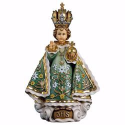 Picture of Infant Jesus of Prague Green cm 23 (9,1 inch) wooden Statue painted with oil colours Val Gardena