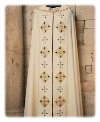 Immagine di Piviale Catacombale Ricamato Strass Cristallo Tela Vaticana Bianco Rosso Verde Viola Oro Azzurro