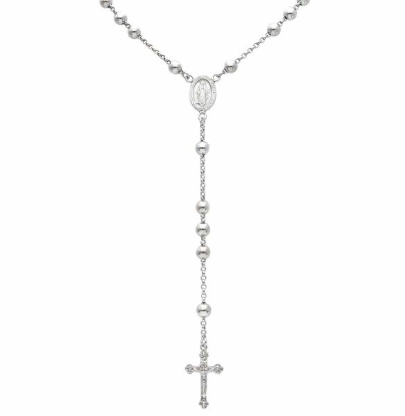 Collar Rosario Plata de ley Virgen Milagrosa y Cruz para Mujer cm (19.7 inch.) |