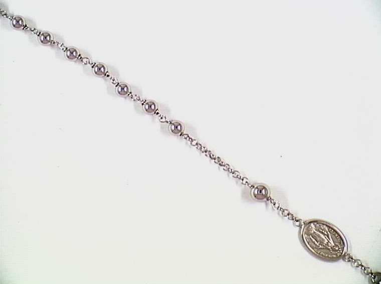 QUADRI - Collana Rosario In Argento 925 Con Medaglia Vergine Maria E Croce - Made In Italy