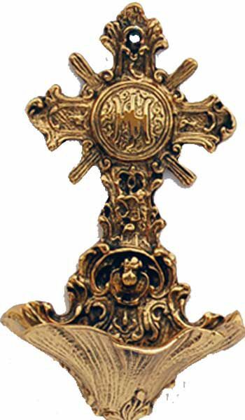 Immagine di Acquasantiera Barocco Siciliano da muro ottone