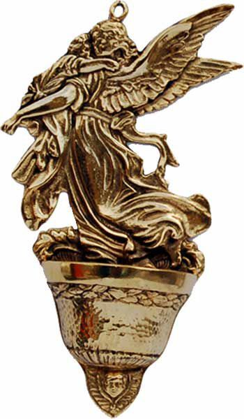 Immagine di Angelo Custode Acquasantiera da parete ottone