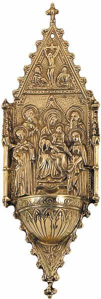 Immagine di Madonna con Bambino e Santi Acquasantiera da muro ottone