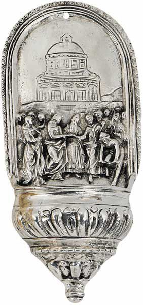 Immagine di Lo Sposalizio della Vergine Raffaello Acquasantiera da muro ottone