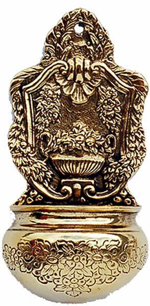 Picture of Stoup with flowers wall Holy Water Stoup brass 