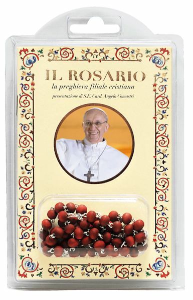 Immagine di Papa Francesco: il Rosario, la preghiera filiale cristiana - Rosario in legno + libro