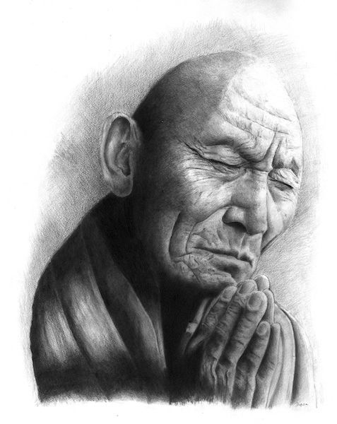 Picture of Buddist monk - DRAWING