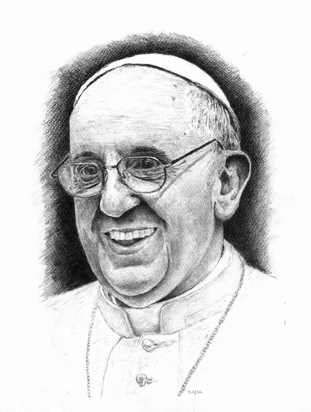 Imagen de Dibujo del Papa Francisco cm 30 x 42