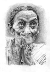 Picture of Indian woman praying - DRAWING