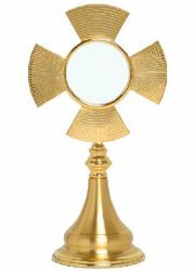 Picture of Eucharistic Shrine Monstrance for Magna Host cm 15 (5,9 in) H. cm 29 (11,5 inch) smooth base in brass Gold Silver 
