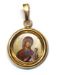 Imagen de Virgen con Niño Medalla colgante redonda acabado liso Diám mm 19 (0 75 inch) Plata con baño de oro y Porcelana Unisex Mujer Hombre