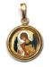 Imagen de Arcángel Gabriel Medalla colgante redonda acabado liso Diám mm 19 (0 75 inch) Plata con baño de oro y Porcelana Unisex Mujer Hombre y Niños